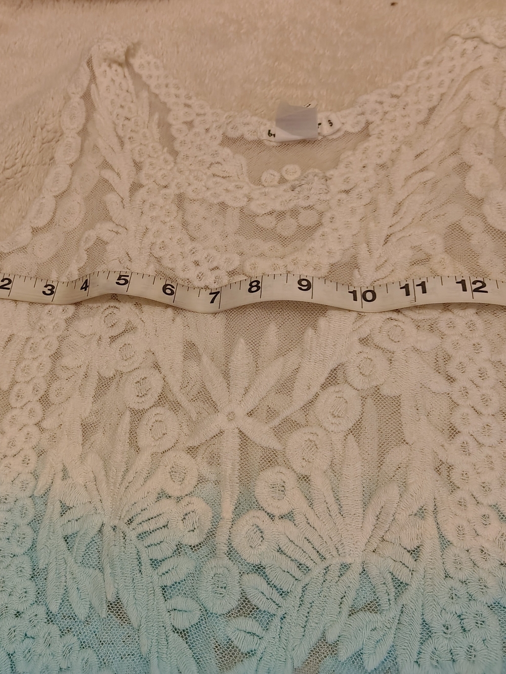 Crochet Lace Tank Top - White to Soft Blue Ombre - Picture 4 of 5
